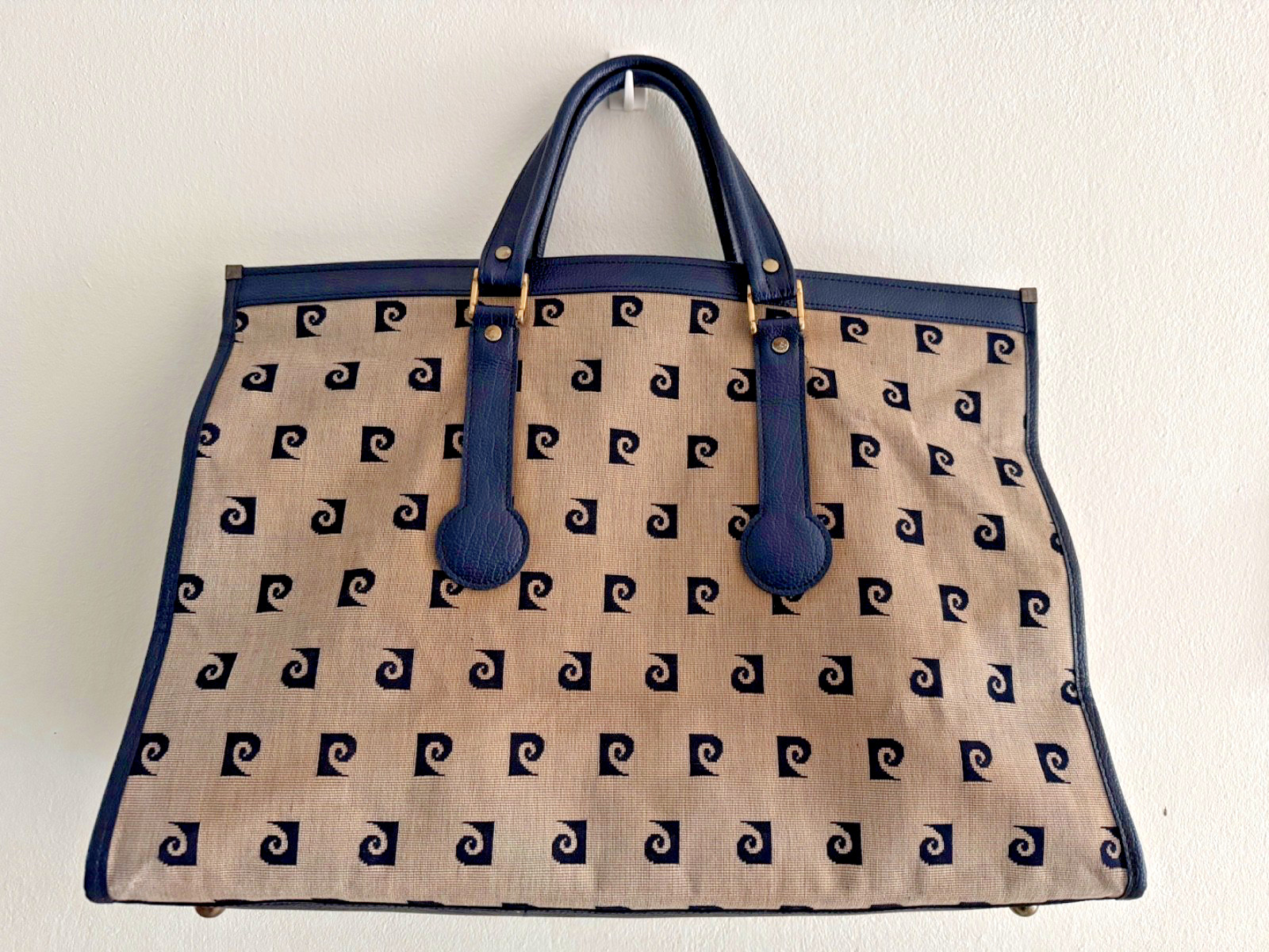 Authentic PIERRE CARDIN Vintage XL Monogram Canvas Travel Duffle Weekender Bag