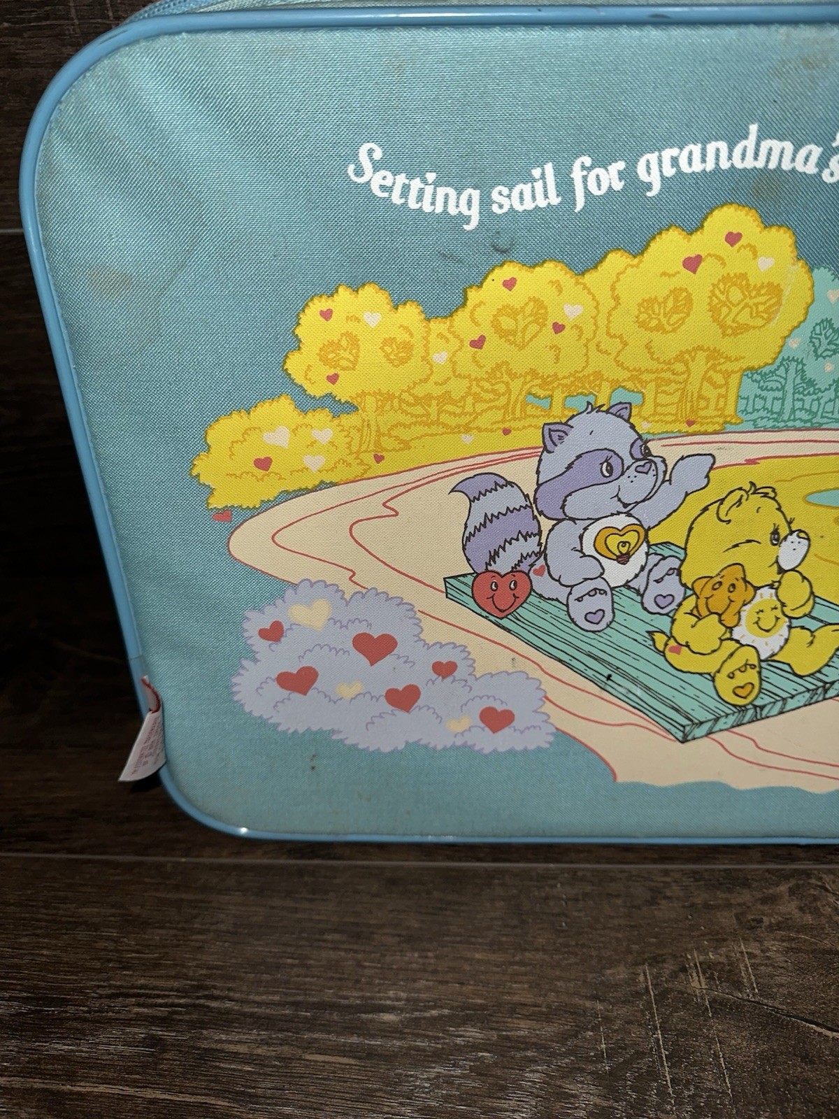Vintage 1986 Care Bears Blue Suitcase Setting Sail For Grandmas Canvas 80s