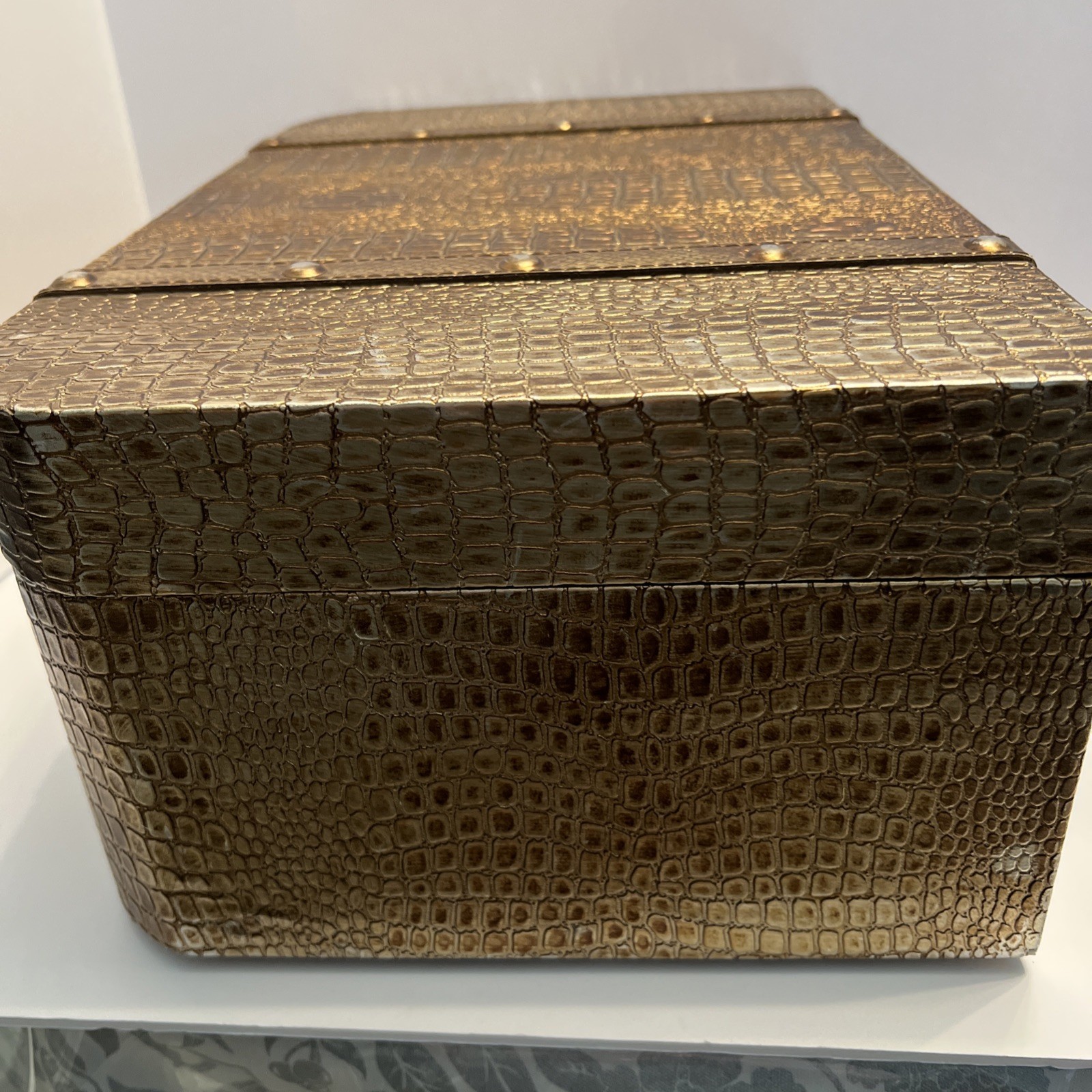 Vintage (Faux Alligator Leather) Trunk Storage Box Decor
