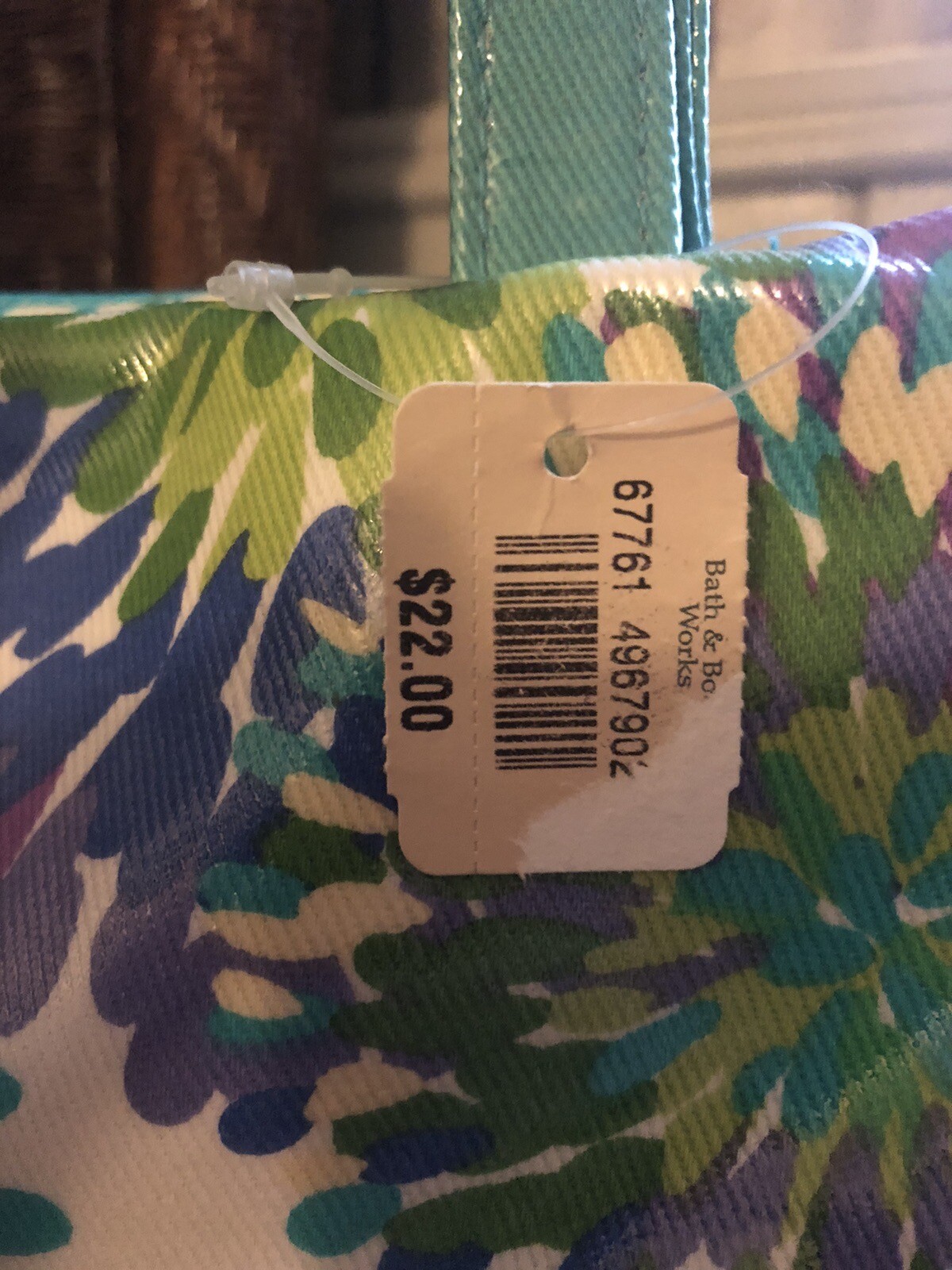90s Vtg Bath & Body Works Vinyl Travel Bag Handles Green Purple Floral NWT Rare