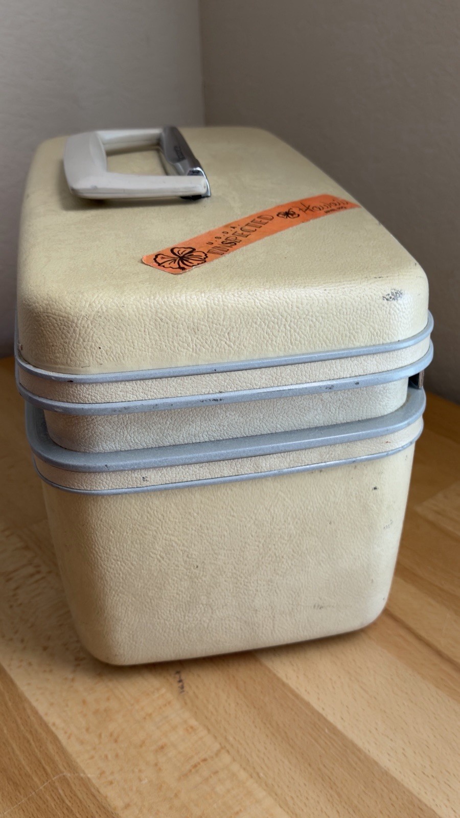 Vtg Samsonite Silhouette Train Case Luggage Makeup Tray Mirror Beige Travel Tote
