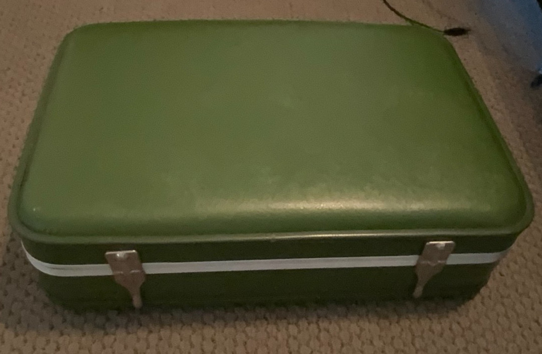Original Vintage Hard Case Luggage Suitcase Avocado Green