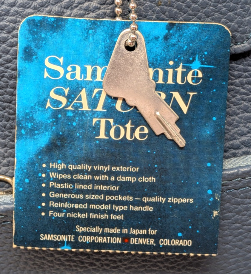 Vintage Samsonite Blue Vinyl Saturn Tote Carry On Travel Luggage Weekender Bag