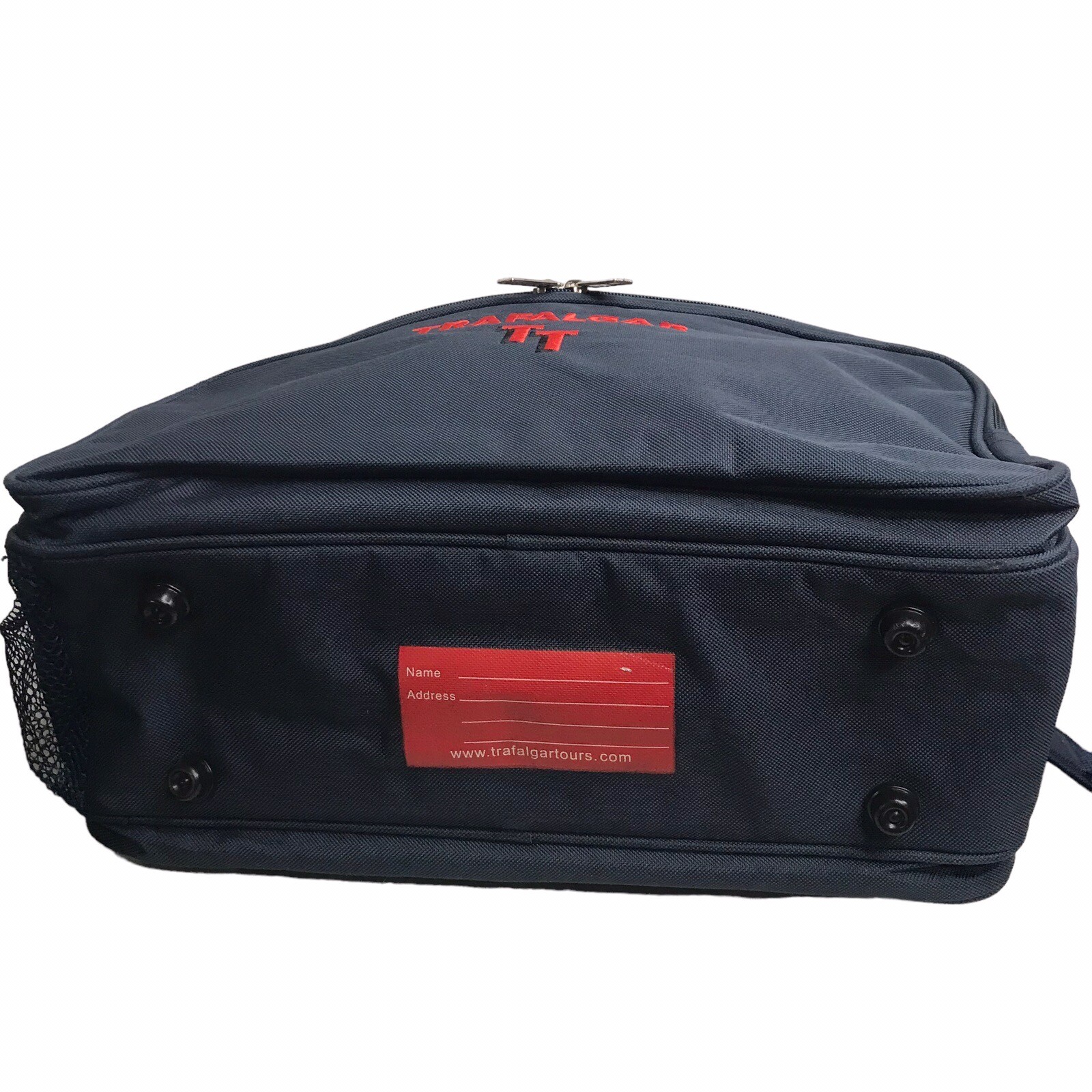 Trafalgar TT Vintage Blue Messenger Travel Carry On Bag Embroidered Soft Side
