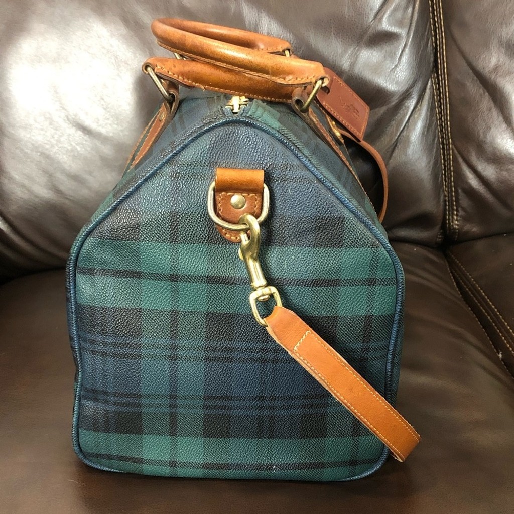 RALPH LAUREN Black Watch Plaid Boston Weekend Travel Duffle Doctors Bag 40cm