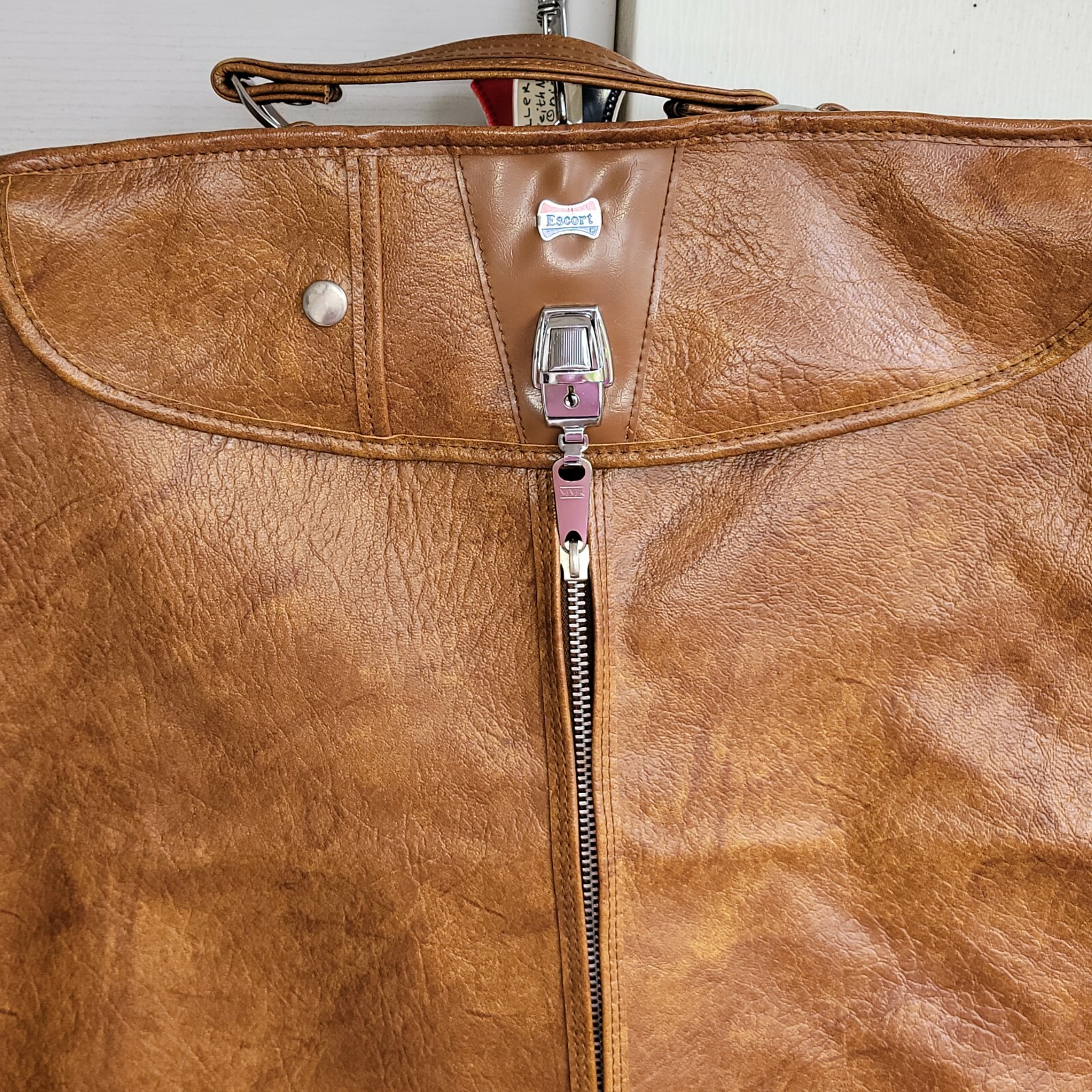 1970s Vintage Faux Leather Luggage Softshell Suitcases Garment Bag Marbled Vinyl