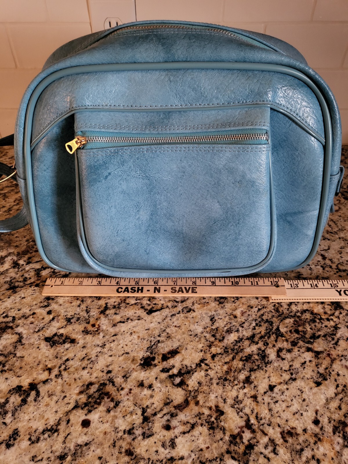 Vintage 1975 American Tourister Aqua Travel Bag Carry On Luggage Shoulder Strap