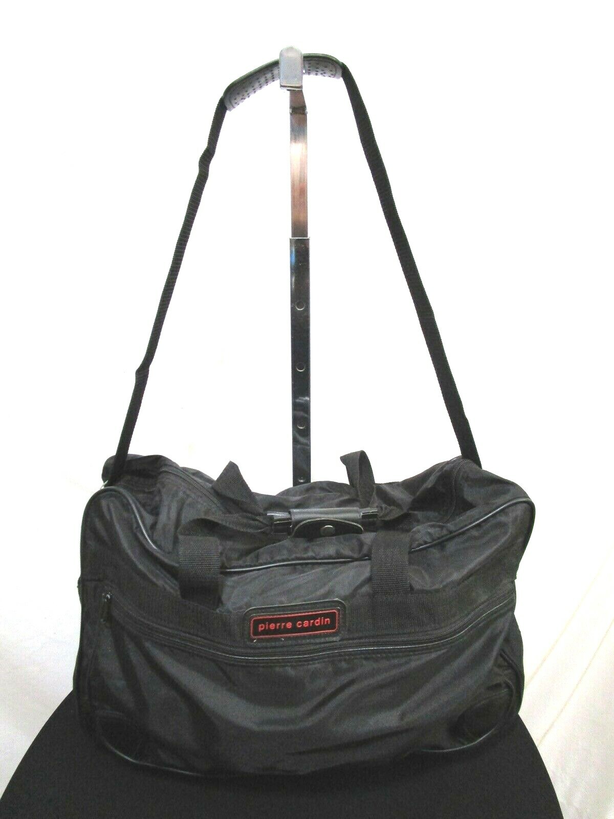 VTG 80’s Pierre Cardin 20″ Black Nylon Weekend Gym Travel Duffel Shoulder Bag