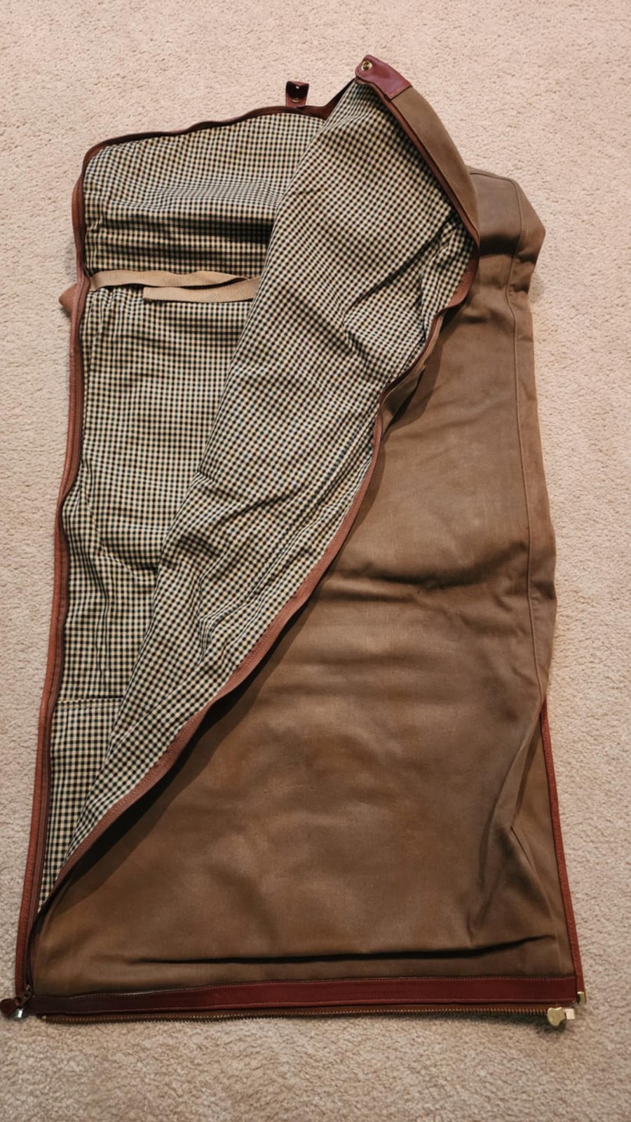 Ghurka Garment Bag No. 83 Vintage Travel Luggage Trifold Chestnut Brown Leather