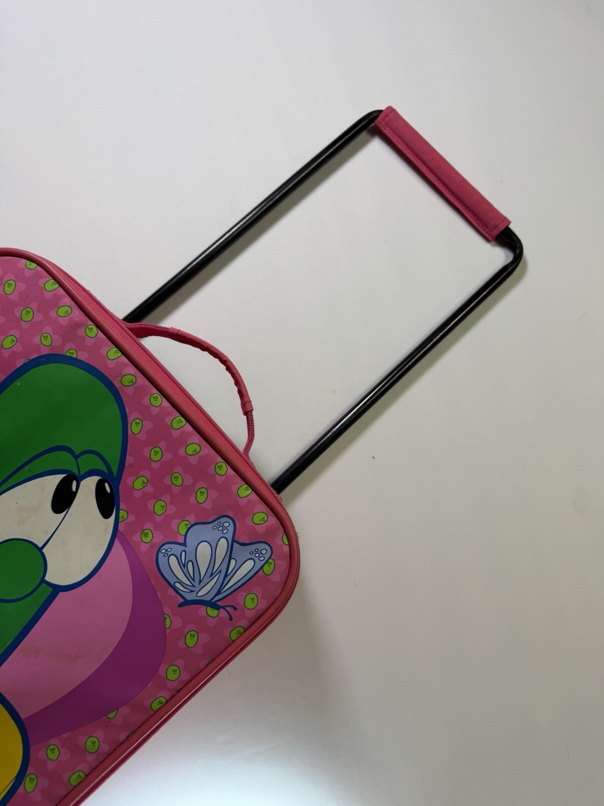 VeggieTales Kids Rolling Backpack Pink Luggage Larry Bob Travel Suitcase Bag
