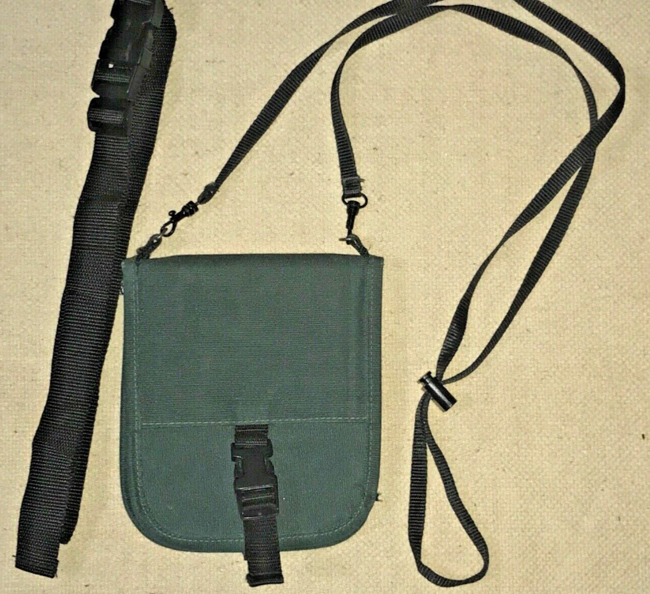 Vintage dark green fabric small shoulder crossbody belt travel bag