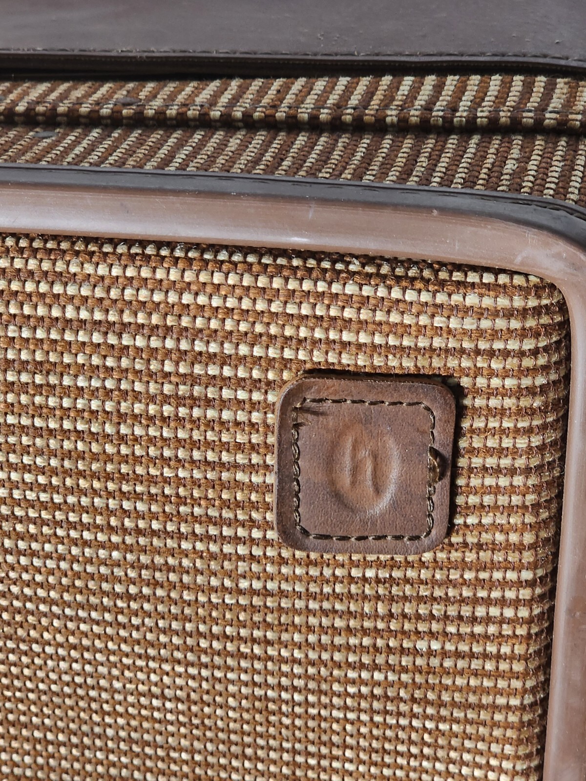Vintage Retro HARTMANN Leather Brown Tweed Suitcase Luggage Travel Bag Belted
