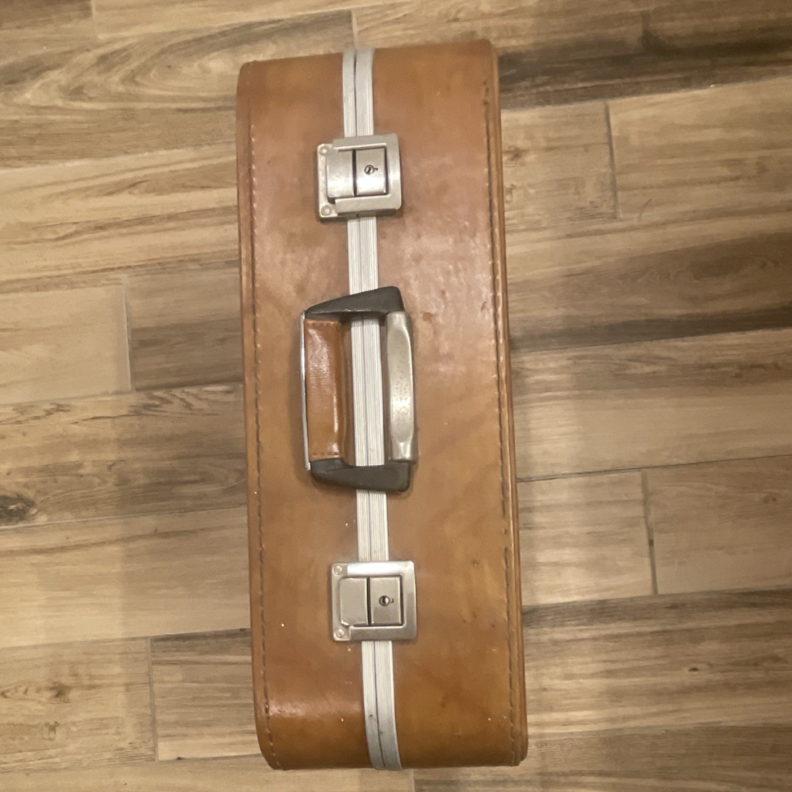 Vintage Hard Shell Suitcase Brown Retro Travel Case Luggage 60s 70s