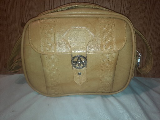 1978 American Tourister Faux Yellow Leather Embossed Bag Shoulder Strap 14x11x6