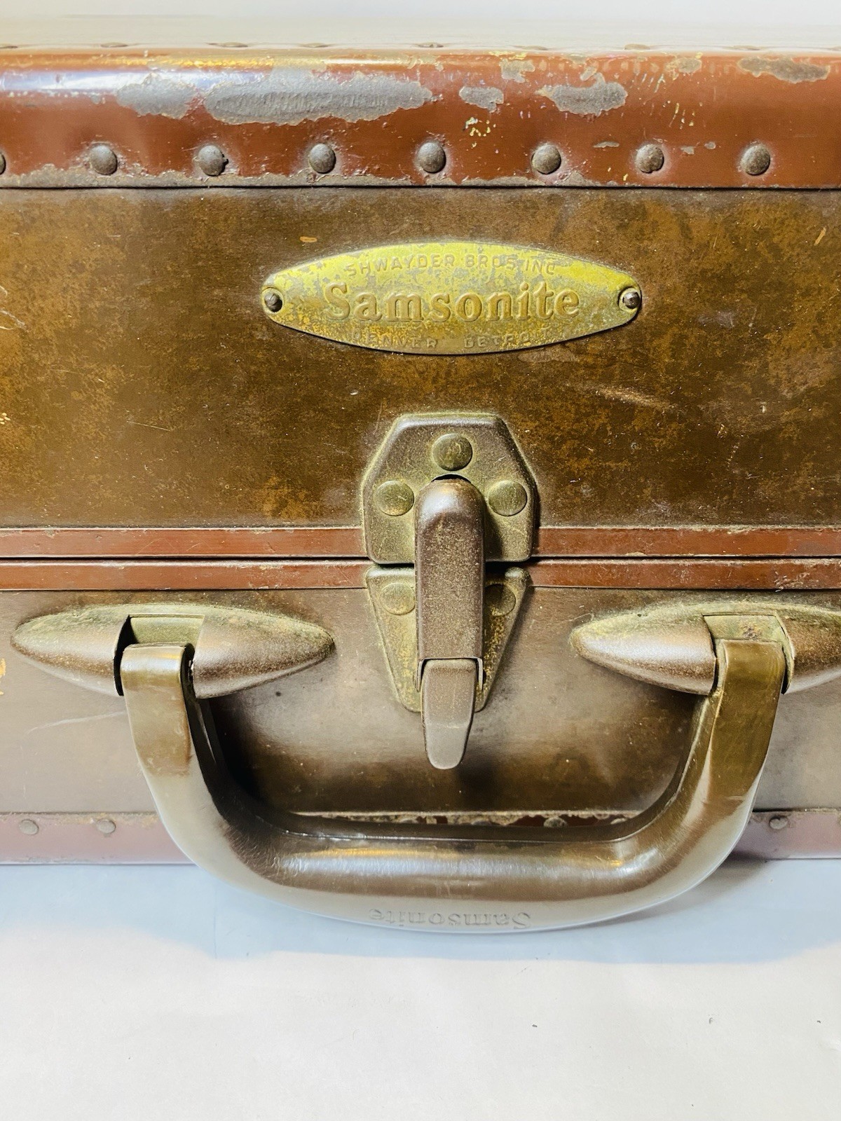 VINTAGE 1930S SAMSONITE SHWAYDER BROS INC DENVER DETROIT LUGGAGE SUITCASE RARE