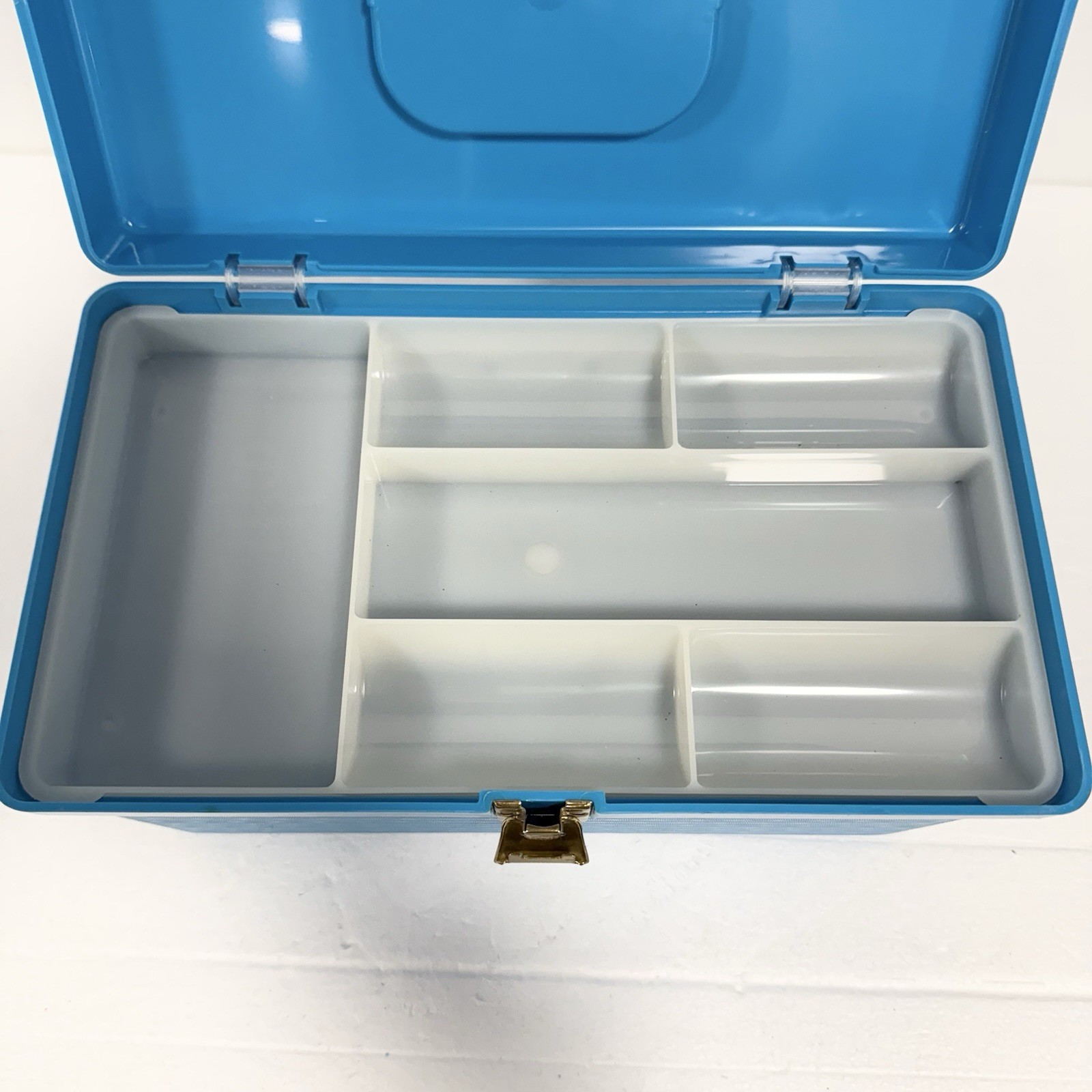 Vintage Wilhold Carry Case Blue Organizer Travel Makeup Hair Roller Box Tray MCM