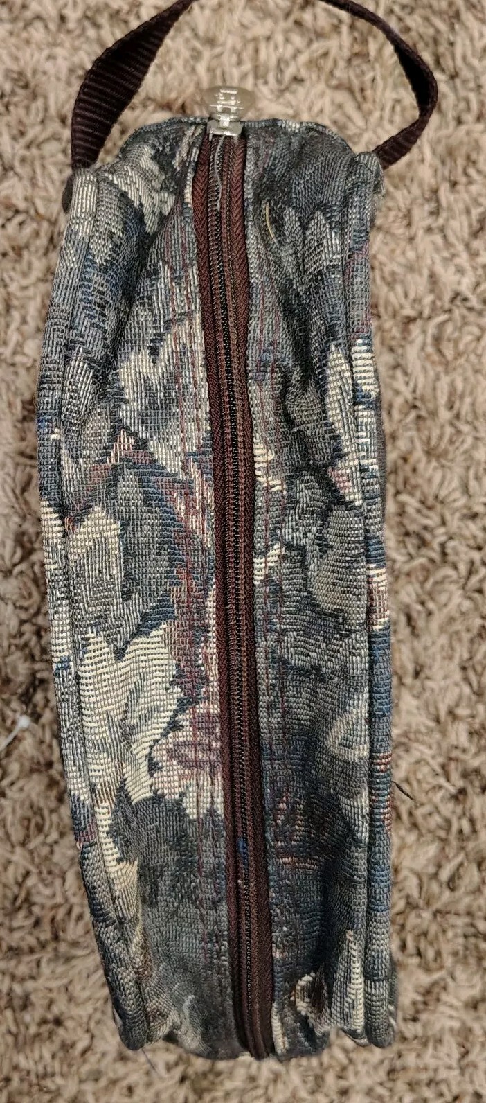 Vintage Pierre Cardin Toiletry Bag Floral Green Brown Luggage Accessories B29