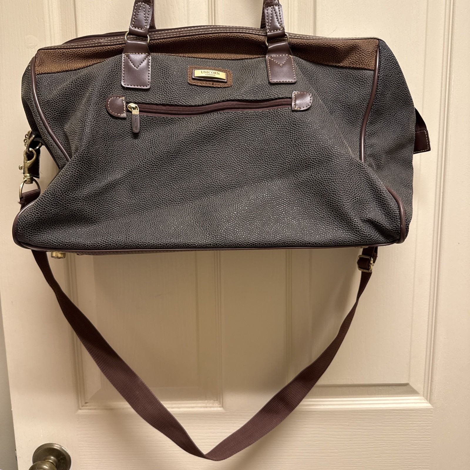 Vintage Unicorn London Leather Duffel Bag Tote With Shoulder Strap