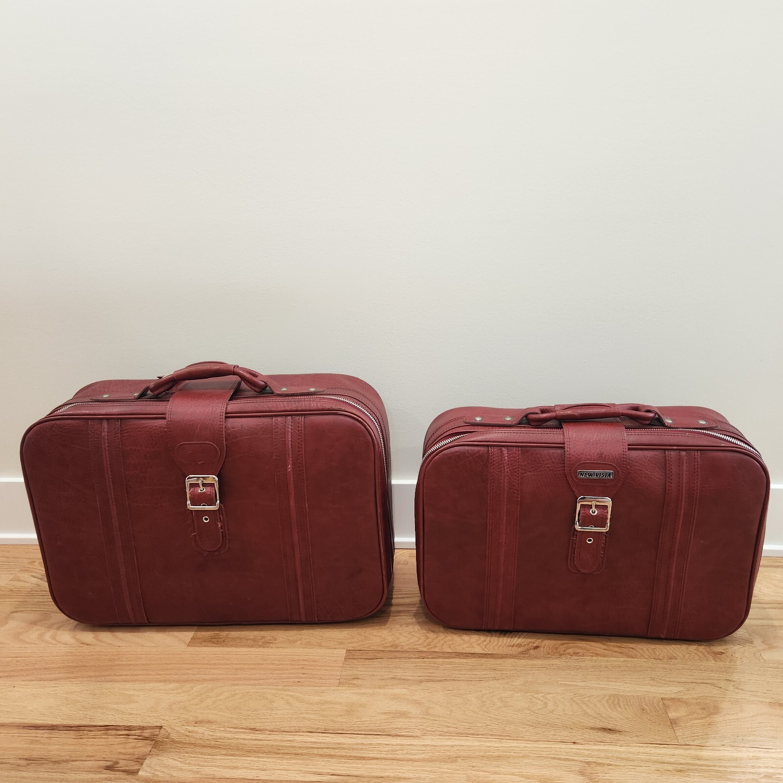 NEW VISTA Vintage Suitcases Red in Color Set of 2