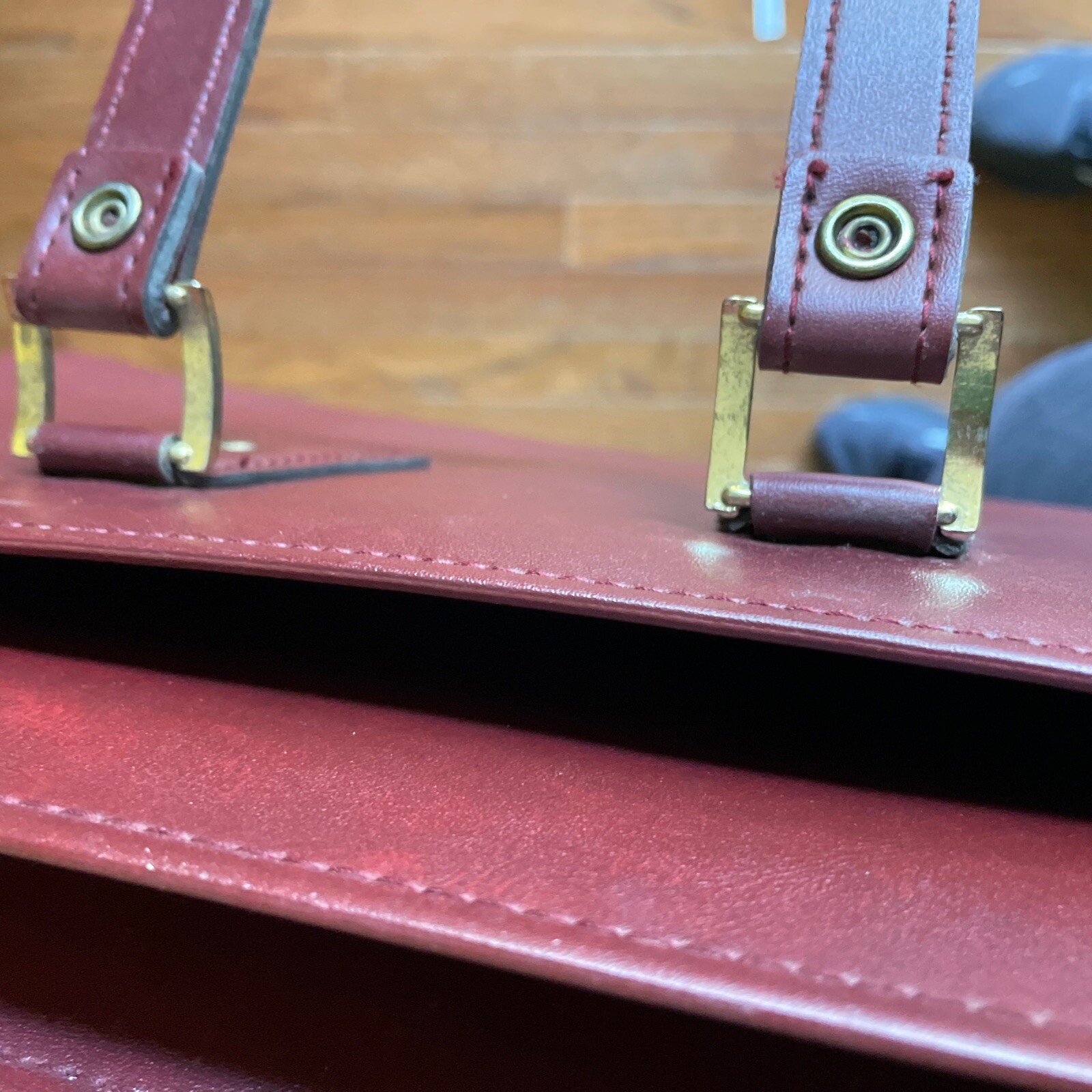 Vintage Airway Attache Case Burgundy Vinyl Zippered Double Pocket and 2 Outside