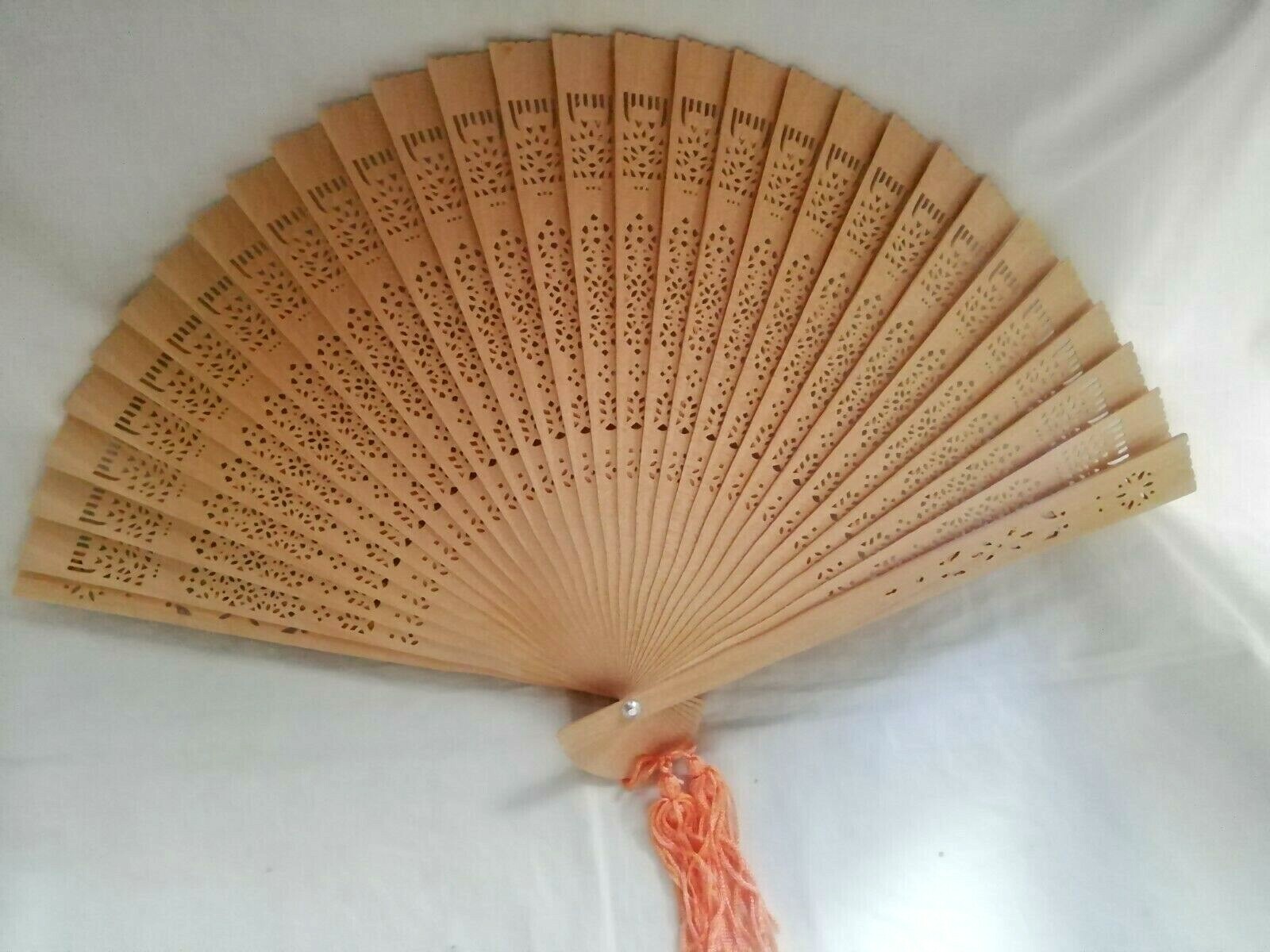 Typical Spanish Fan Wood Salmon Tassel New Size 23X40 Cm Christmas Gift