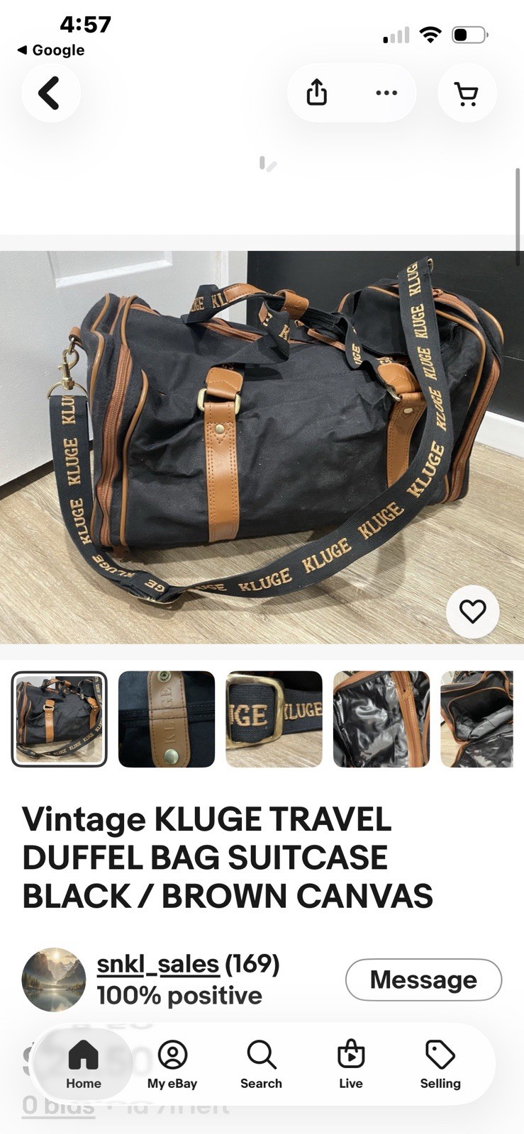 Vintage KLUGE TRAVEL DUFFEL BAG Strap ONLY