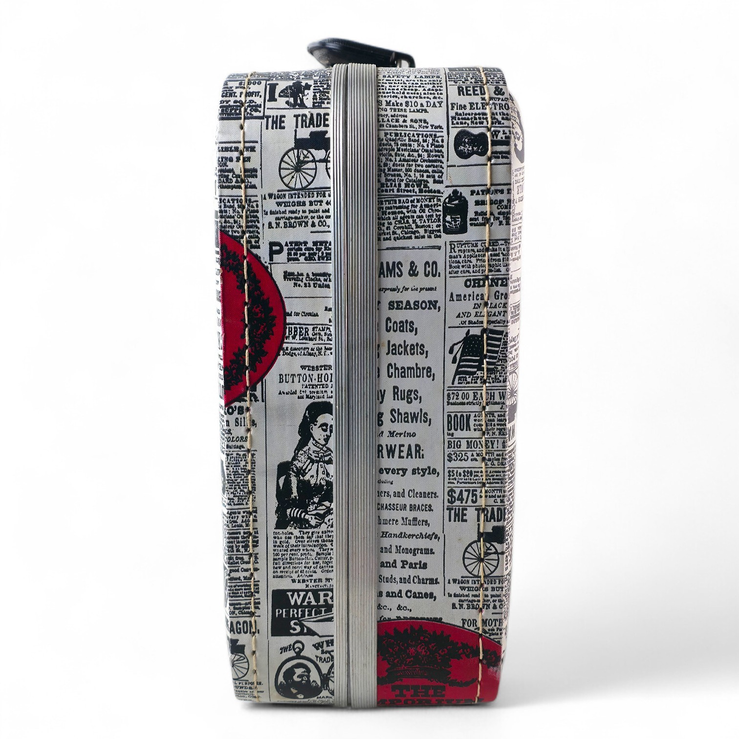 Vintage American Tourister “The Emporium” Newsprint Suitcase – Retro Hard Shell