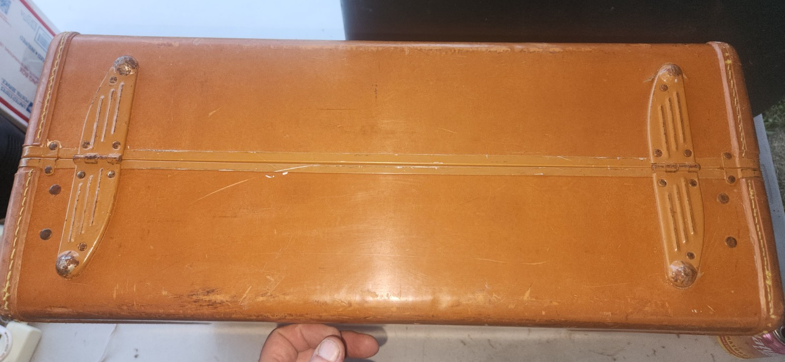Vintage Brown Samsonite Shwayder BROS. Hard Shell Train Suitcase Luggage Case
