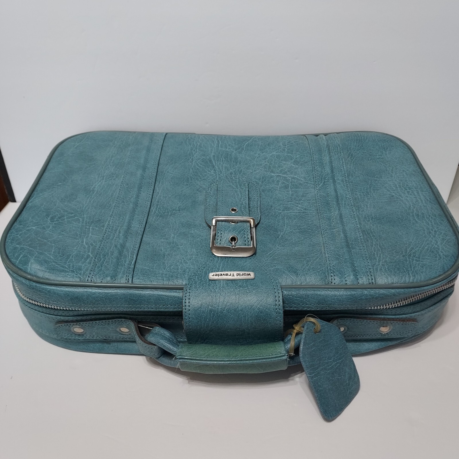 Vintage World Traveler Suitcase Soft Case Carrier Mid-Century Blue W/Lock & Keys