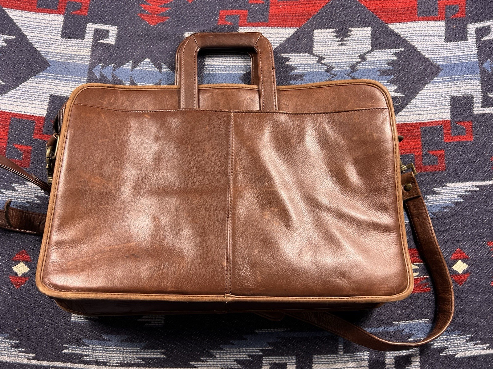 Vtg Scully Soft Leather Laptop Work Bag Briefcase Case Carry On Messenger Strap