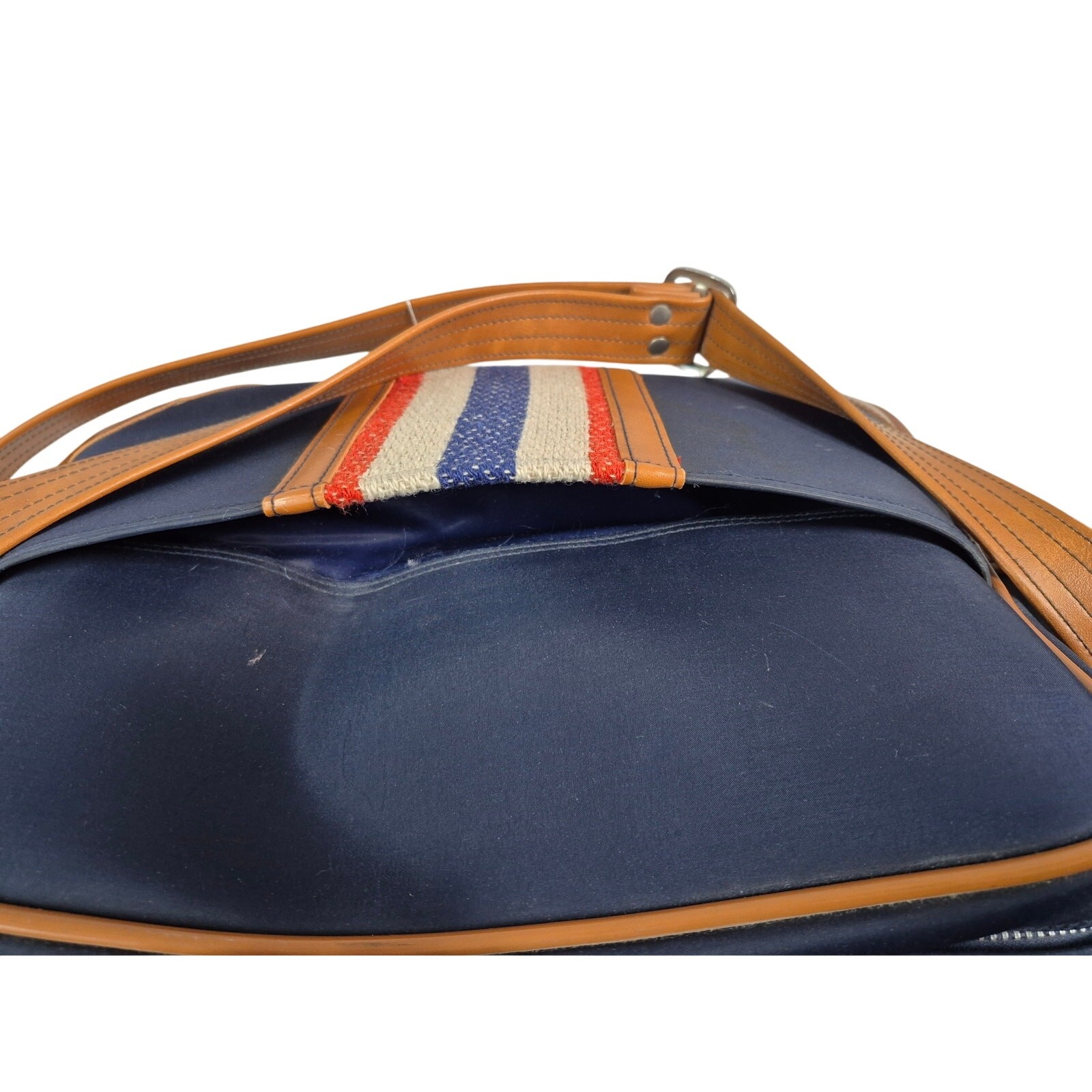 VTG 1970s American Luggage Airline Travel Bag Mod Blue Stripe Weekender