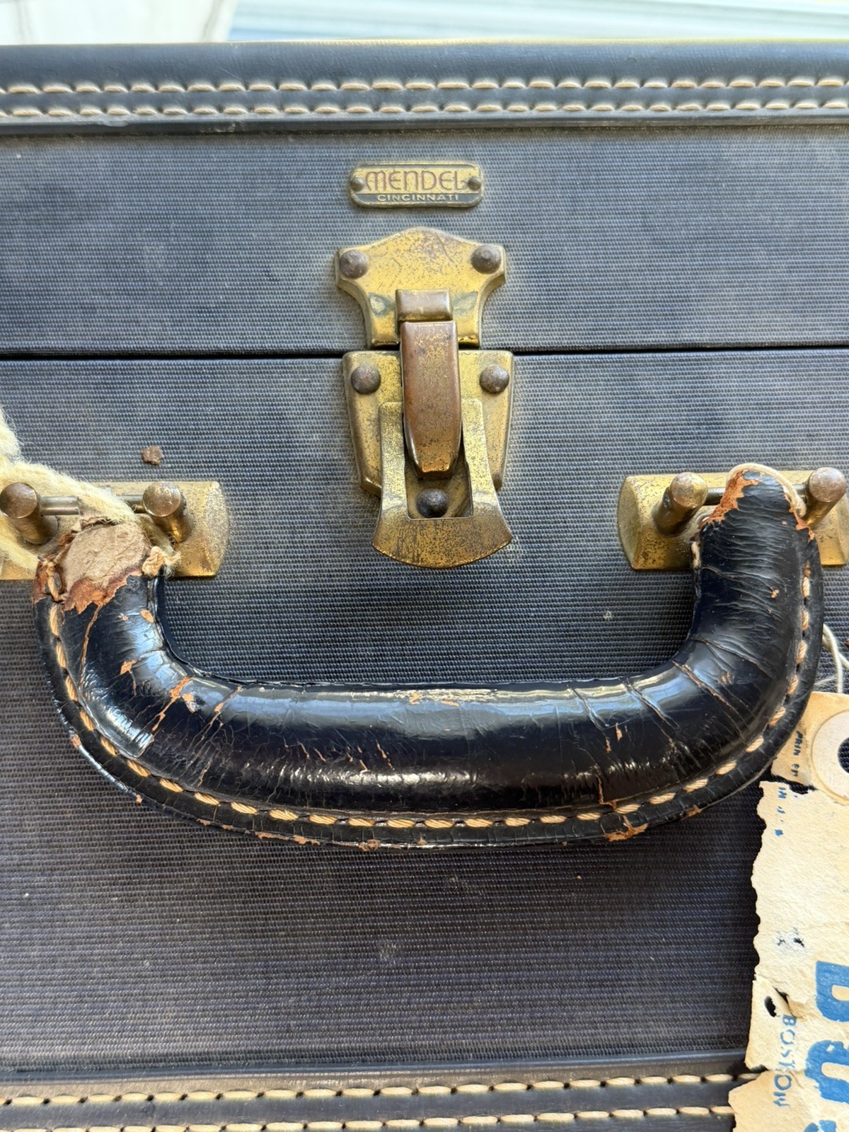 Vintage Mendel Ohio Blue Steamer Trunk Steamer Suitcase Cabin Lined
