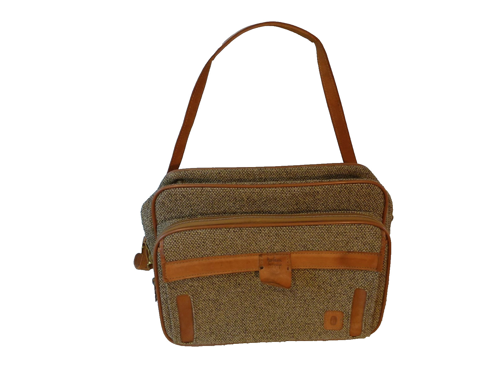 Vintage Hartmann Luggage Tweed & Leather Travel Shoulder Messenger Bag Carry On