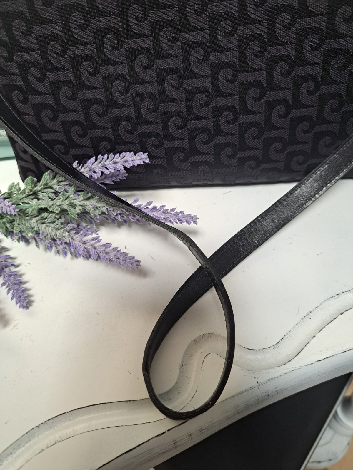 Vintage Pierre Cardin All Over Printed Logos Carry On Style Shoulder Bag/Purse