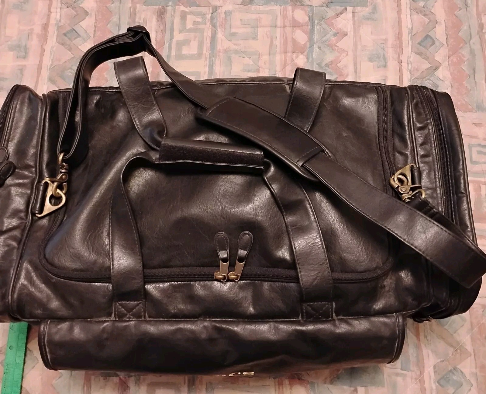 NRCS Embroidered Black Leather Soft Luggage Style #8106 ASI 70649 24″X 13″X12″