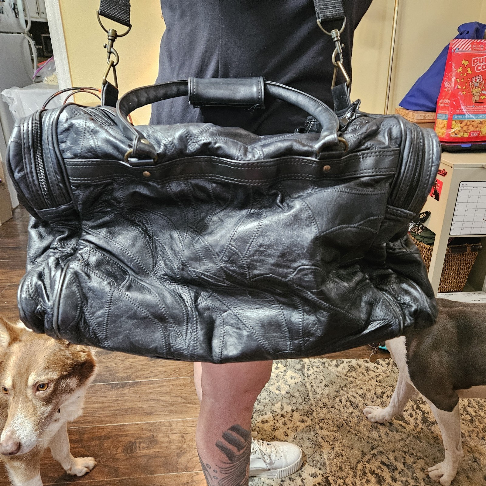 Pioneer Vintage Patchwork Leather Duffel Bag