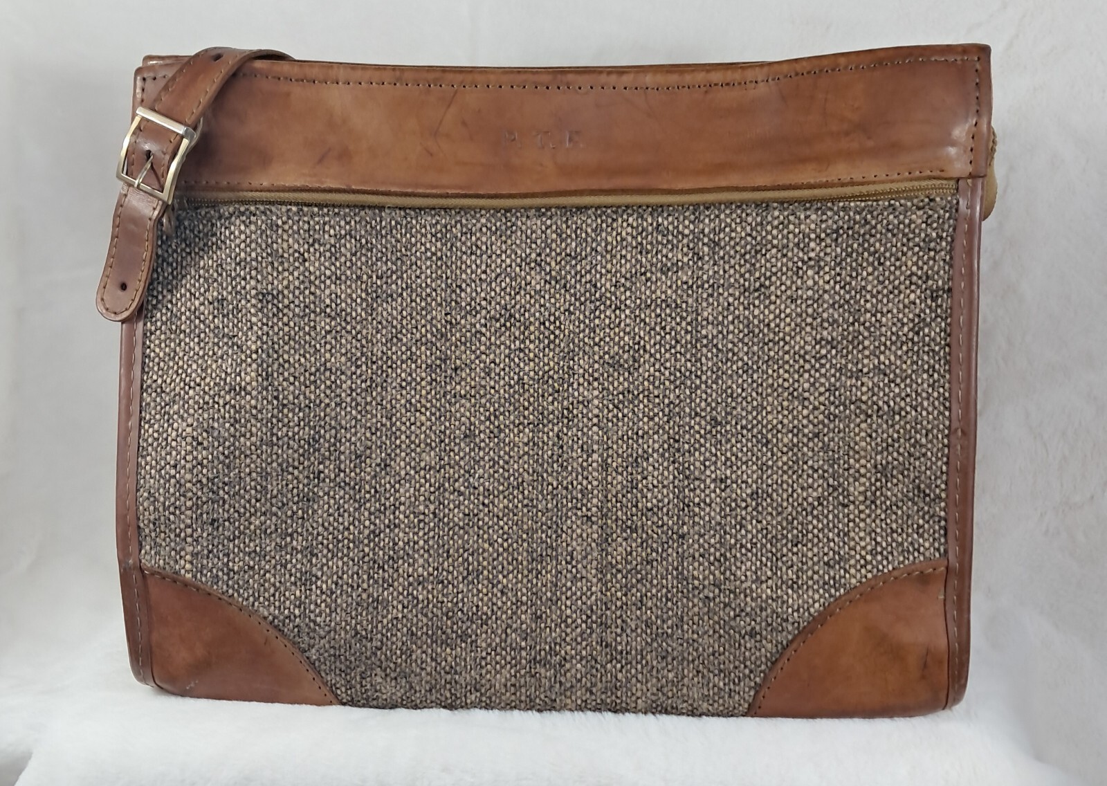Vintage Hartmann Luggage CarryOn Travel Leather Tweed Tote Bag Brown Weekender