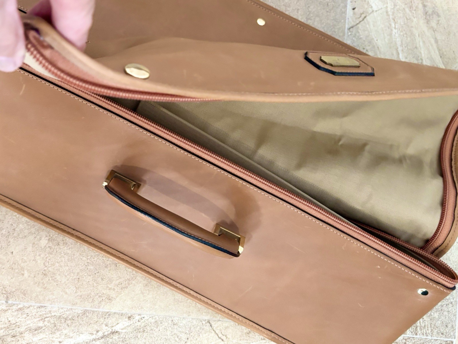 Salvatore Ferragamo All Leather Folding Suitcase or Storage Box NOS Unused