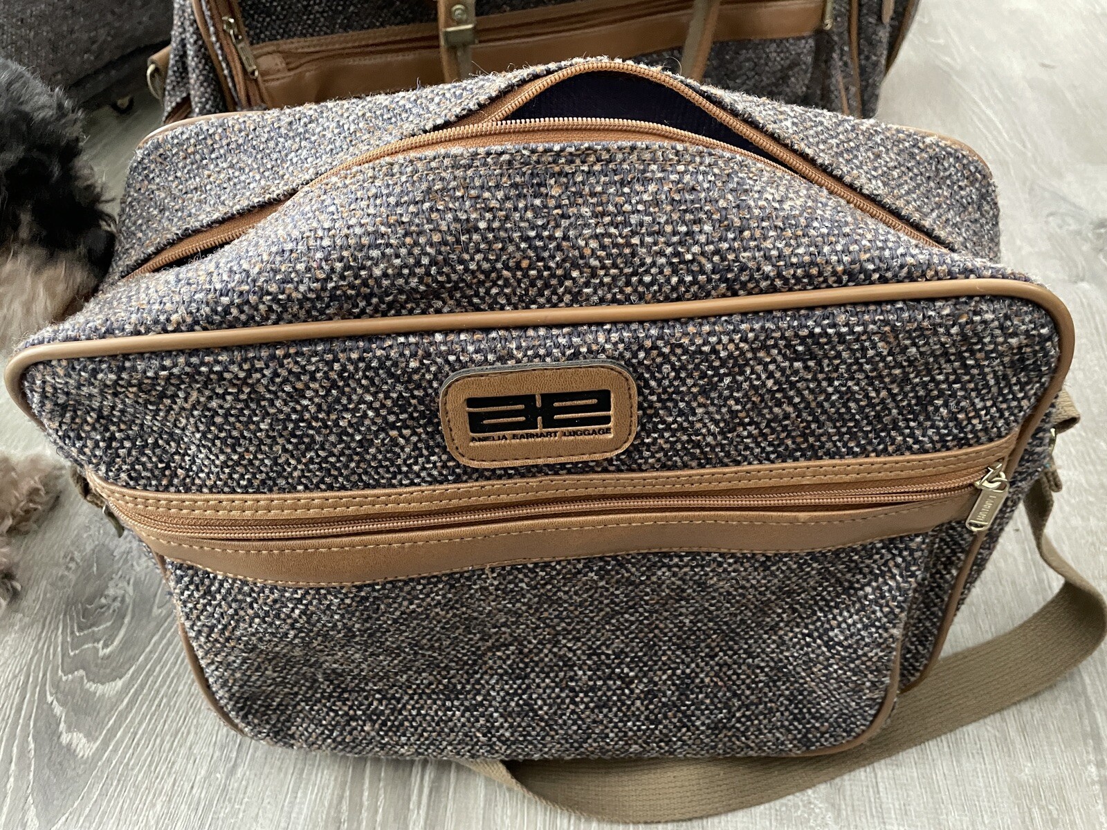 Rare Vtg Amelia Earhart British Tweed Luxury Series Luggage Set Of 4!! Excellent