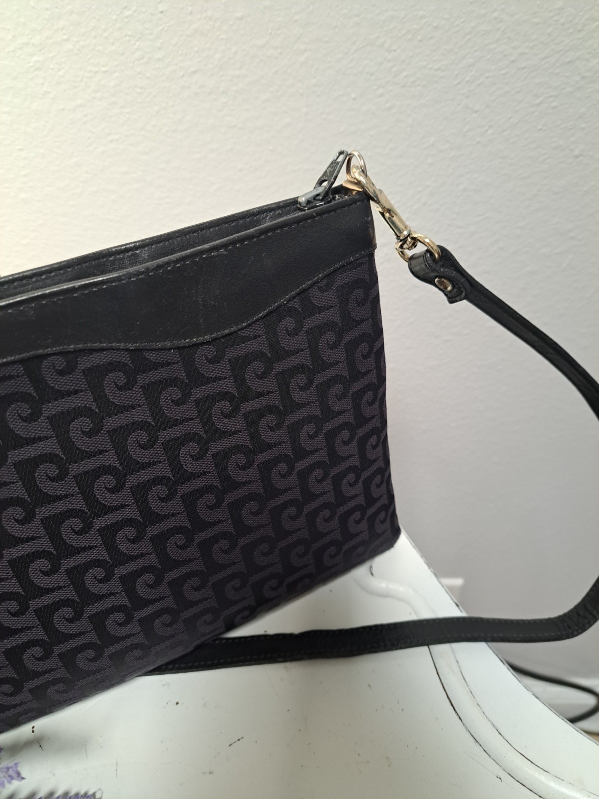 Vintage Pierre Cardin All Over Printed Logos Carry On Style Shoulder Bag/Purse