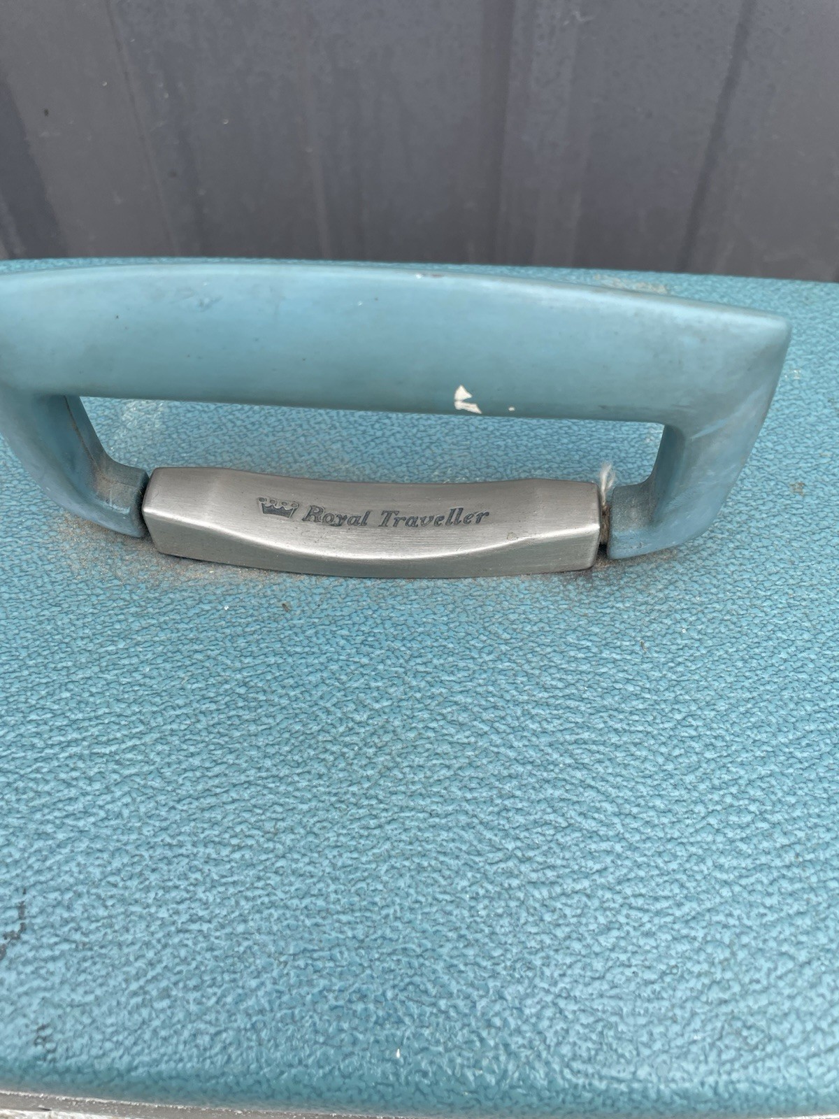 Vintage Royal Traveller Train Case Light Blue Make Up Tray NL