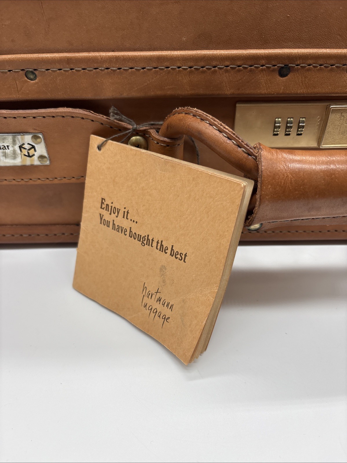 Vtg Hartmann Luggage 747 Belted Brown Leather Lined 18x11x7 Original Tags
