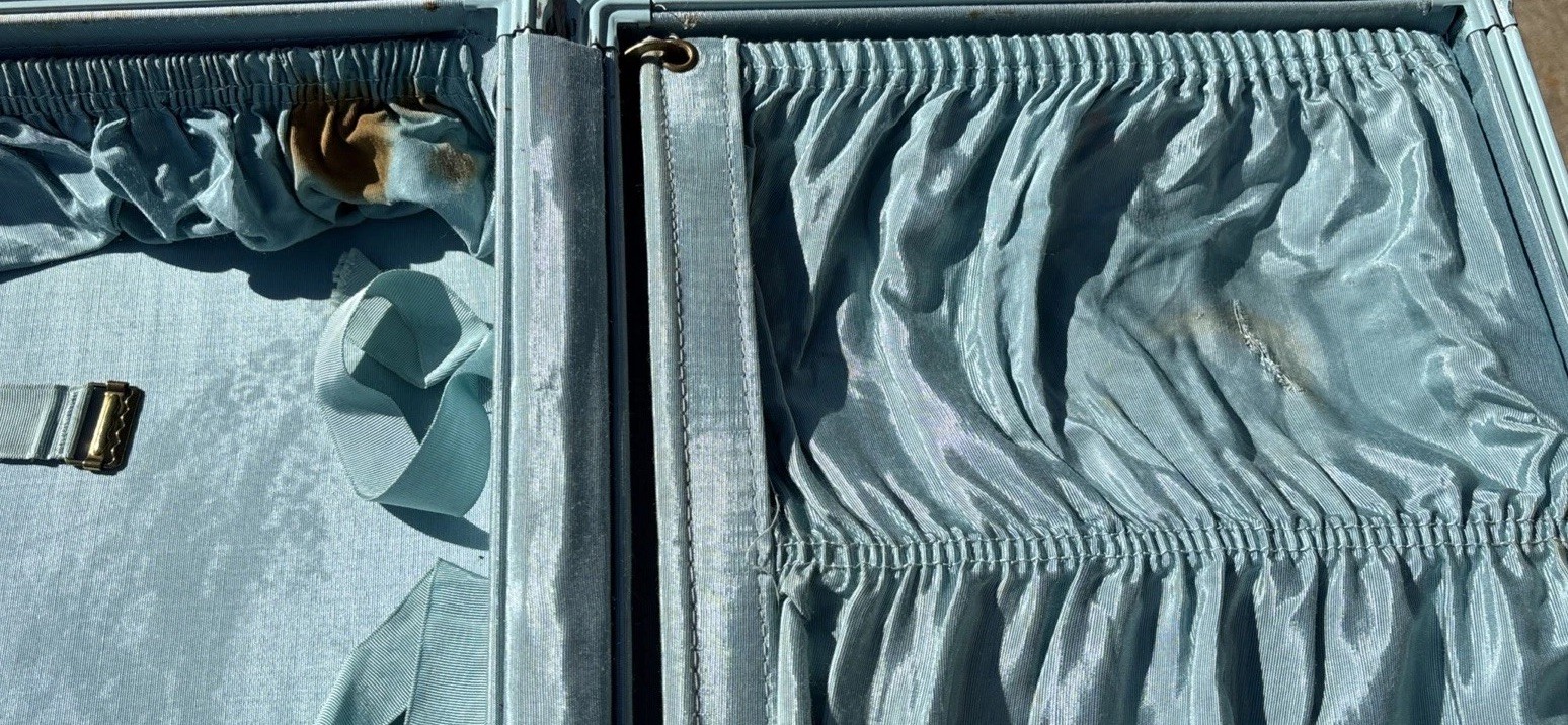 1950s Samsonite Luggage Suitcases Marbled Blue 4 piece wOriginal Bakelite