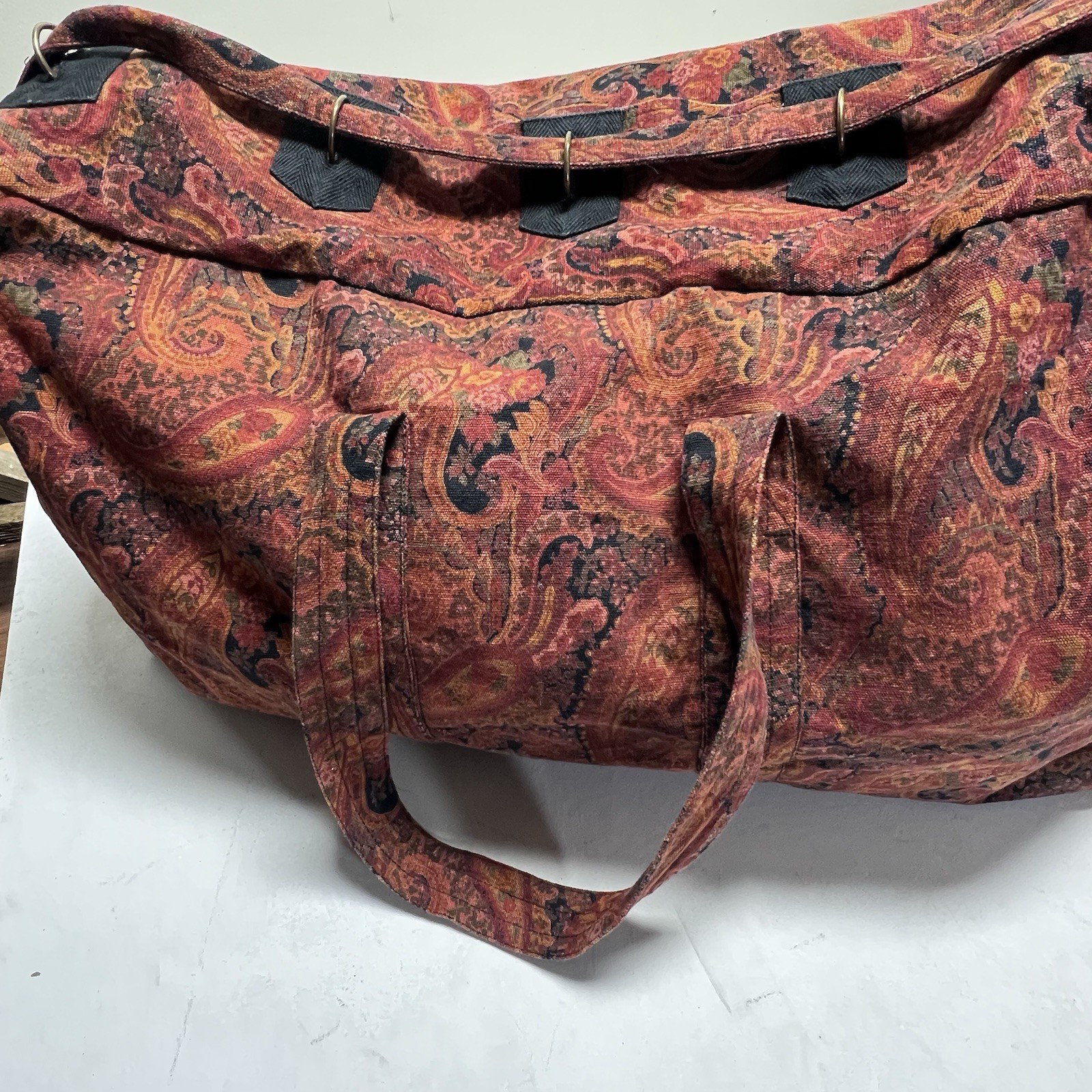 Rare Vintage J. Peterman Large Paisley Garment Bag Weekender Travel 1990s Boho