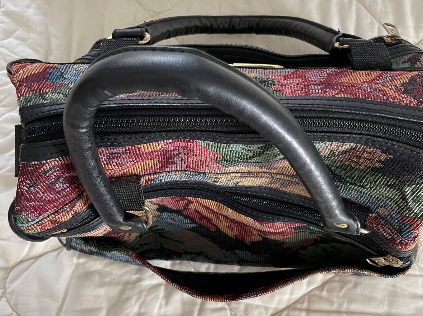 Concourse Tapestry Floral Bag Carry On Luggage. Green Black Pink Blue. 14″ W