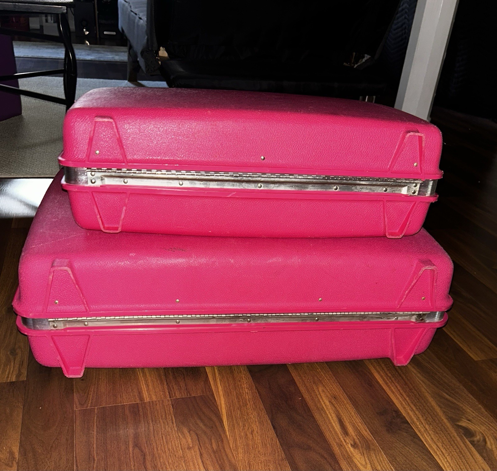 🩷 Vintage Lot Barbie Pink Samsonite Royal Traveler Hard Shell Suitcase Luggage