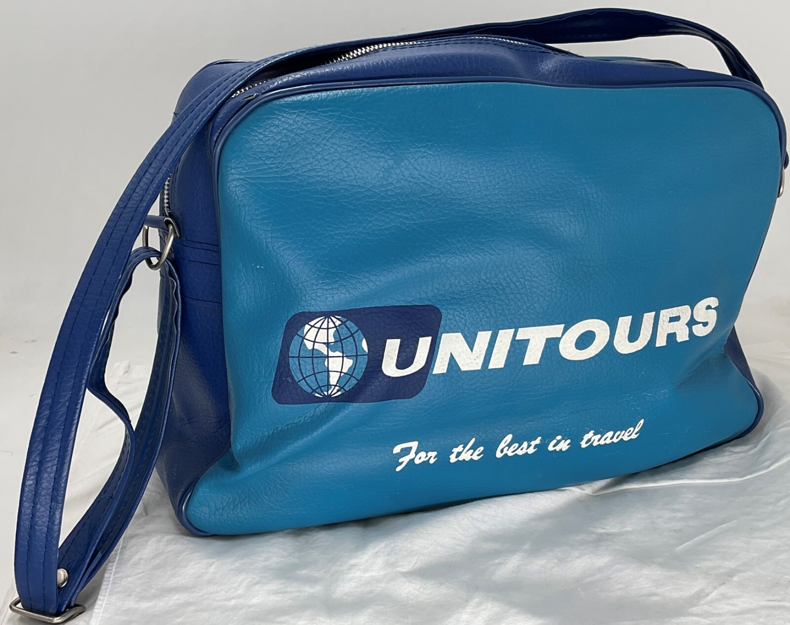 Vintage 1970’s Panam Style Naugahyde Explorer Blue Travel Bag for Club Universe