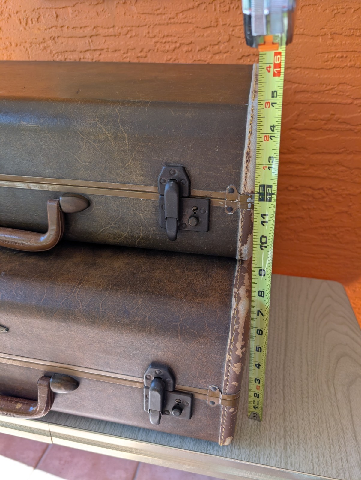 Vintage Samsonite Shwayder Bros Brown Luggage Set 1940s 50s Hanging Fixture Pan
