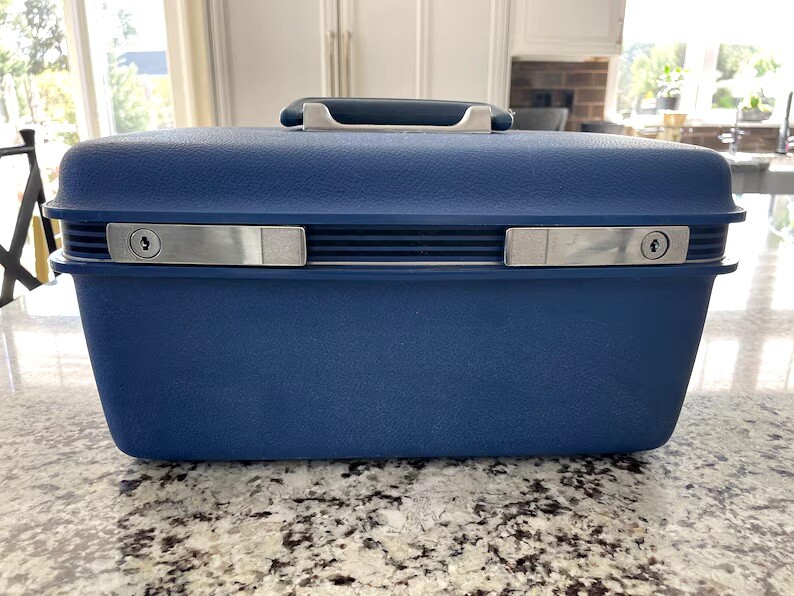 Vintage Blue Samsonite Concord Train Case / Makeup Carrie