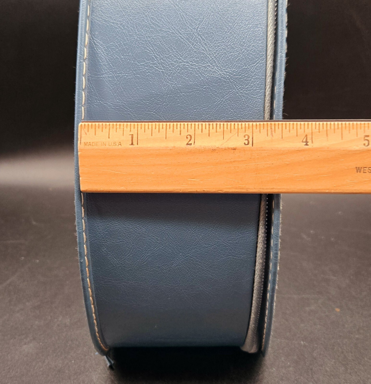 VTG MCM Suitcase Oval Train Case Carry On Bag Blue Mid-Century Egg Shape 1960’s